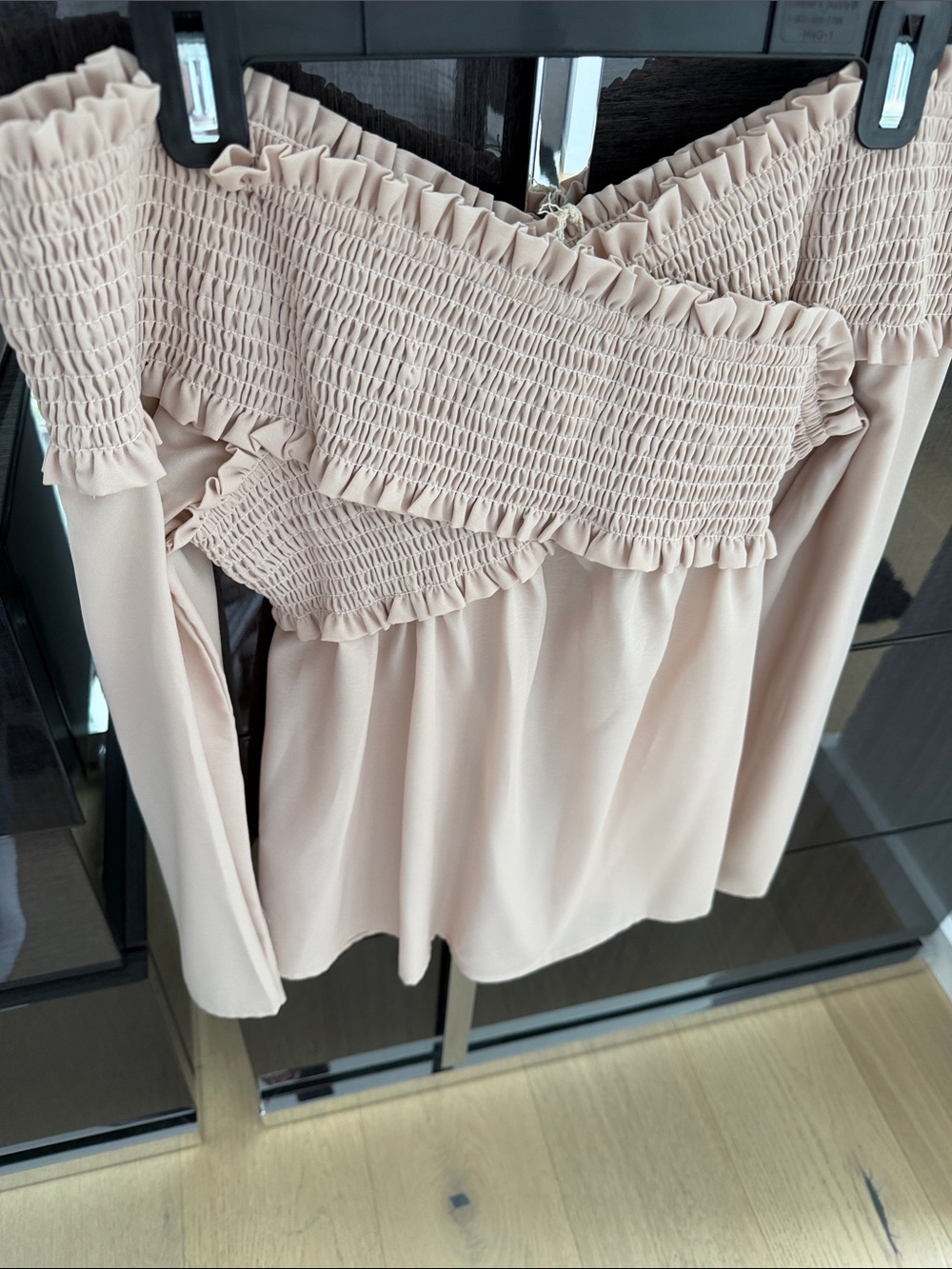 Vici Blush Pink Smocked Off-Shoulder Blouse